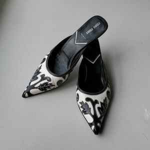 Miu Miu leather slip-on kitten heel